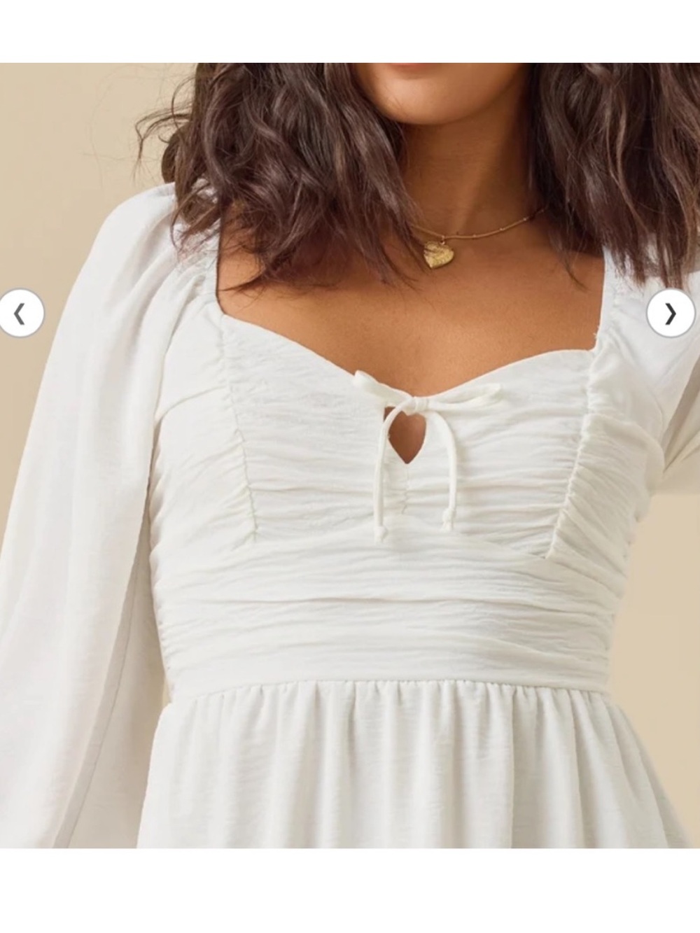 NWT Altar’d State Bennett Mini Dress White Long Sleeve Dress - Picture 3 of 7